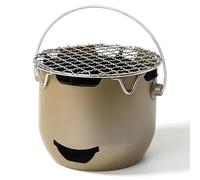 Petit barbecue portable au charbon de bois avec poignée, idéal pour la cuisine en extérieur. Réchaud de table en acier inoxydable pour le camping et les pique niques (1 à 2 personnes). Couleur ve