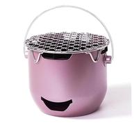 Petit barbecue portable au charbon de bois avec poignée, idéal pour la cuisine en plein air. Réchaud de table en acier inoxydable pour le camping et les pique niques (1 à 2 personnes). Couleur :