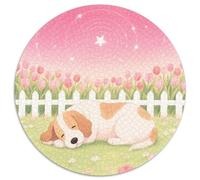 Petit Basset Griffon Vendéen（2） 1000 Pièce Jigsaw Puzzles Jeux Éducatifs Créatif Chien de Compagnie Jigsaw Circulaire Jeu De Défi Unique pour Cadeaux De Voyage, Présent 1000pcs (67.5x67.5cm)