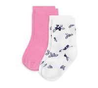 Petit Bateau 2 paires de chaussettes bébé en coton imprimé fleurs rose et blanc, 19-22 (6-12 MOIS)