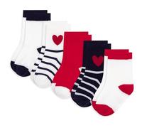 Petit Bateau 5 paires de chaussettes bébé rayures et cœurs, 23/26 (18/36 mois)