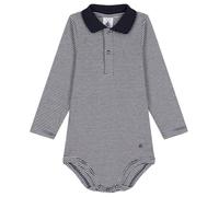 Petit Bateau A0BQE Body Col Polo Manches Longues Bébé Garçon, Smoking/Marshmallow 12 Mois