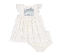 Petit Bateau A0CD5 Robe Manches Courtes et Bloomer Blanc/Multico Bébé Fille 24 Mois