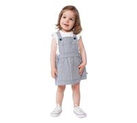 Petit Bateau A0CLH Robe Salopette, Bleu/Blanc, 6 Mois Bébé_Fille