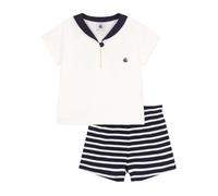 Petit Bateau A0CPA Ensemble 2 Pièces, Bleu/Blanc, 12 Mois Bébé_Garçon