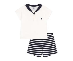 Petit Bateau A0CPA Ensemble 2 Pièces Bleu/Blanc Bébé Garçon 3 Mois