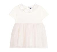 Petit Bateau A0DIL Robe Manches Courtes Blanc/Cuivre Bébé Fille 12 Mois