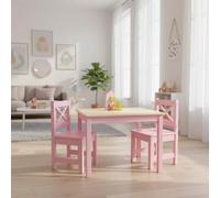 PETIT BATEAU AMMEHOELA Ensemble table et 2 chaises en bois massif pour enfant de 2 à 8 ans, meubles modernes en bois avec design irlandais, rose ludique