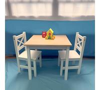 PETIT BATEAU AMMEHOELA Ensemble table et 2 chaises en bois massif pour enfant de 2 à 8 ans, mobilier moderne en bois avec design irlandais, blanc serein