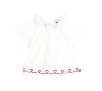 Petit Bateau Blouse bébé en Popeline de Coton Manches Courtes, brodée cœurs