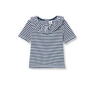 Petit Bateau Blouse Manche Courte Bébé Fille, Bleu Medieval/Blanc Marshmallow, 12 Mois