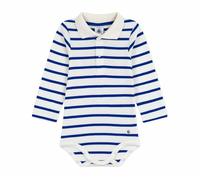 Petit Bateau Body Bébé En Coton Col Polo Rayé