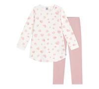 Petit Bateau Chemise de Nuit et Legging Enfant en Molleton imprimé cœurs