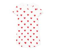 Petit Bateau Chemise de Nuit Manches Courtes Fille, Blanc Marshmallow/Rouge Terkuit, 12 Ans