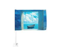 Petit bateau dans une porte ouverte drapeau de voiture extérieur fenêtre clip 30 x 45 cm double face décoration de voiture