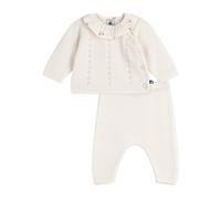 Petit Bateau Ensemble 2 Pièces Bébé en Laine et Coton avec Collerette Fleurie Blanc A0f1401 Vêtements JOUR Bébé fille