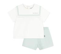 Petit Bateau Ensemble bébé 2 pièces en coton/lin, haut col marin