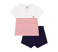 Petit Bateau Ensemble bébé 2 pièces en coton, tee-shirt à col marin