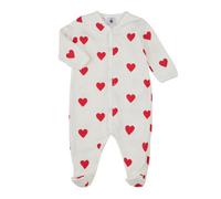 Petit Bateau – Pyjama fille MESCOEURS, molleton gratté col imprimé cœurs, blanc 6 mois