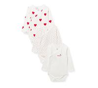Petit Bateau Lot de 3 Bodies Croisés Cœur Rouge Manches Longues Bébé en Coton Biologique