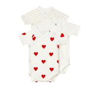 Petit Bateau Lot de 3 Bodies Croisés Manches Courtes Cœur Bébé en Coton 0 Mois