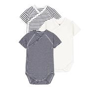 Petit Bateau Lot de 3 Bodies Croisés Manches Courtes Rayures Bébé en Coton Bodies Naissance Manche Courte Mixte bébé (lot de 3)