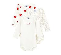 Petit Bateau Lot de 3 Bodies Manches Longues Coeur Bébé en Coton 3 Ans
