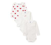 Petit Bateau Lot de 3 Bodies Manches Longues Coeur Bébé en Coton 3 Mois