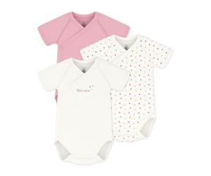 Petit Bateau Lot de bodies croisés manches courtes en coton imprimé bébé