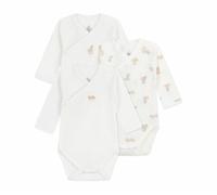 Petit Bateau Lot de bodies croisés manches longues en coton imprimé bébé