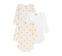 Petit Bateau Lot de bodies manche longues en coton imprimé cœurs pailletés bébé