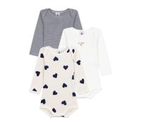 Petit Bateau Lot de bodies manches longues en coton imprimé cœurs bébé