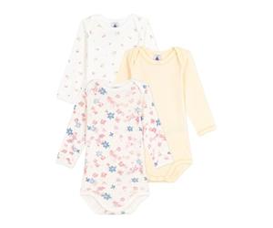 Petit Bateau Lot de bodies manches longues en coton imprimé fleuri bébé