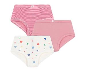 Petit Bateau Lot de Culottes Enfant en Coton Taille Haute imprimé cœurs