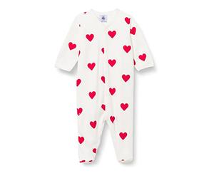 Petit Bateau Pyjama Dors Bien Chaud Bébé Fille, Blanc Marshmallow/Rouge Terkuit, 24 Mois