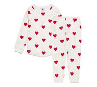 Petit Bateau Pyjama fille 59401 Imprimé cœurs en côte Blanc Marshmallow/Rouge Terkuit 12 ans