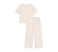 Petit Bateau Pyjama Femme en Coton Manches Courtes Jambes Larges imprimé cœurs