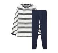 Petit Bateau Pyjama Garçon, Blanc Marshmallow/Bleu Smoking, 6 Ans