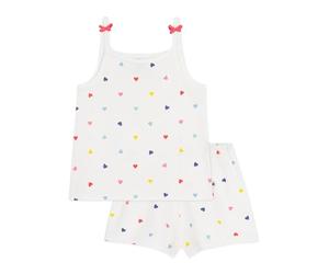 Petit Bateau Pyjama Short Enfant en Coton à Bretelles imprimé cœurs