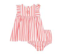 Petit Bateau Robe bébé en coton sans manches et son bloomer rayés