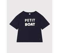 Petit Bateau T-Shirt Le Boxy en Coton Femme, Bleu Smoking, M