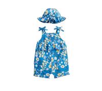 Petit Béguin - Barboteuse bébé + chapeau en popeline Flora