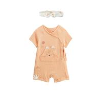 Petit Béguin - Barboteuse bébé + headband en gaze de coton Sierra