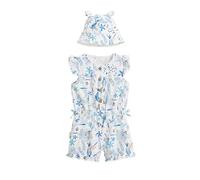 Petit Béguin - Combishort bébé + chapeau en gaze de coton Océan d'amour