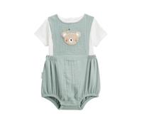 Petit Béguin - Ensemble barboteuse bloomer bébé en gaze de coton et t-shirt Mini Rêve