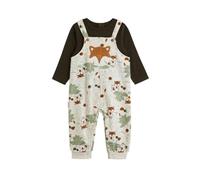 Petit Béguin - Ensemble salopette bébé en molleton et t-shirt Ginkgo