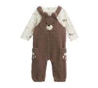 Petit Béguin - Ensemble salopette bébé en sherpa et t-shirt Câlins