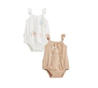Petit Béguin - Lot de 2 barboteuses bloomer bébé en gaze de coton Praline