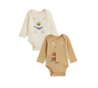 Petit Béguin - Lot de 2 Bodies bébé Manches Longues Moka