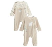 Petit Béguin - Lot de 2 pyjamas bébé en velours ouverture zippée Câlins